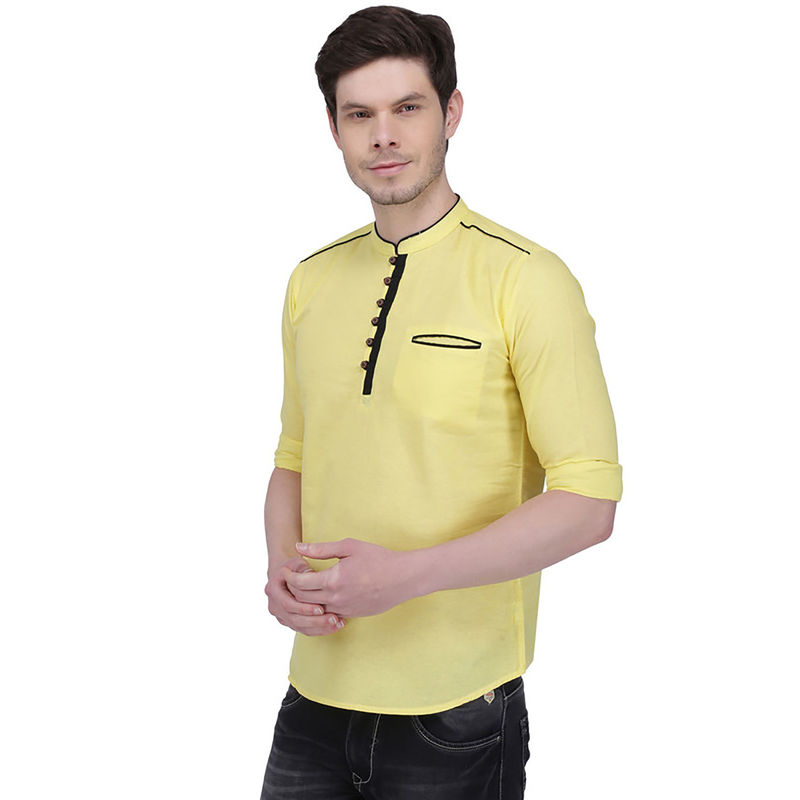 KUONS AVENUE Men Linen Cotton Casual Short Kurta (L)