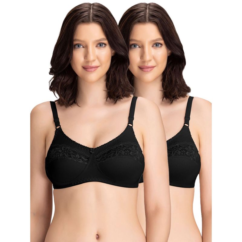 Groversons Paris Beauty Womens Cotton Lycra Non-Padded Non-Wired Bra (Pack of 2) (36B)