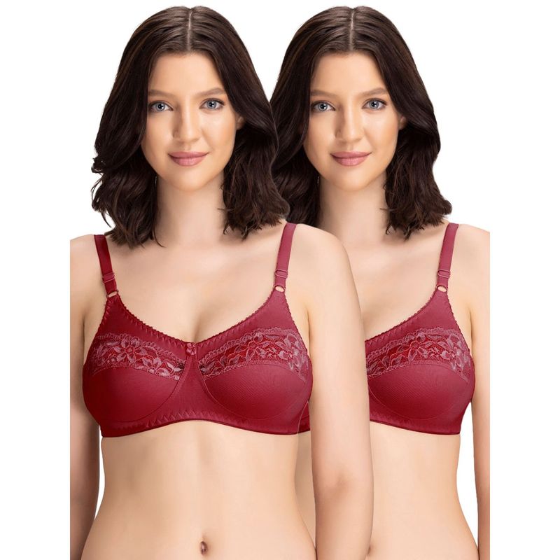Groversons Paris Beauty Womens Cotton Lycra Non-Padded Non-Wired Bra (Pack of 2) (34B)