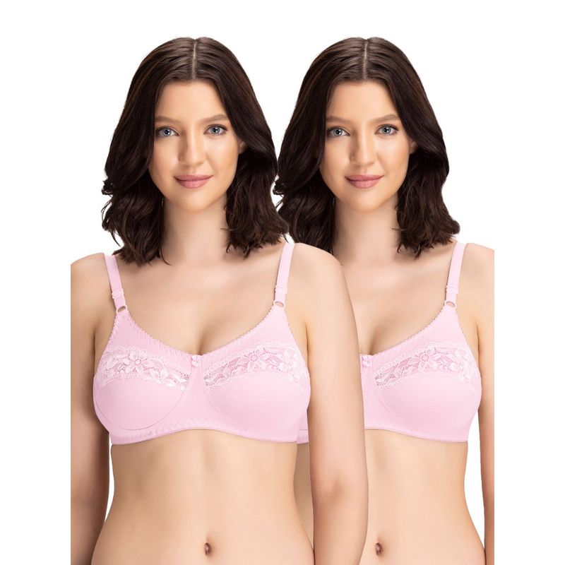 Groversons Paris Beauty Womens Cotton Lycra Non-Padded Non-Wired Bra (Pack of 2) (42B)