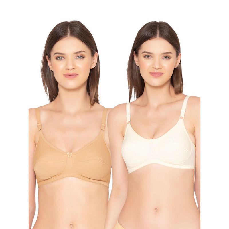 Groversons Paris Beauty Womens Organic Cotton Non-Padded Non-Wired Bra (Pack of 2) (36B)