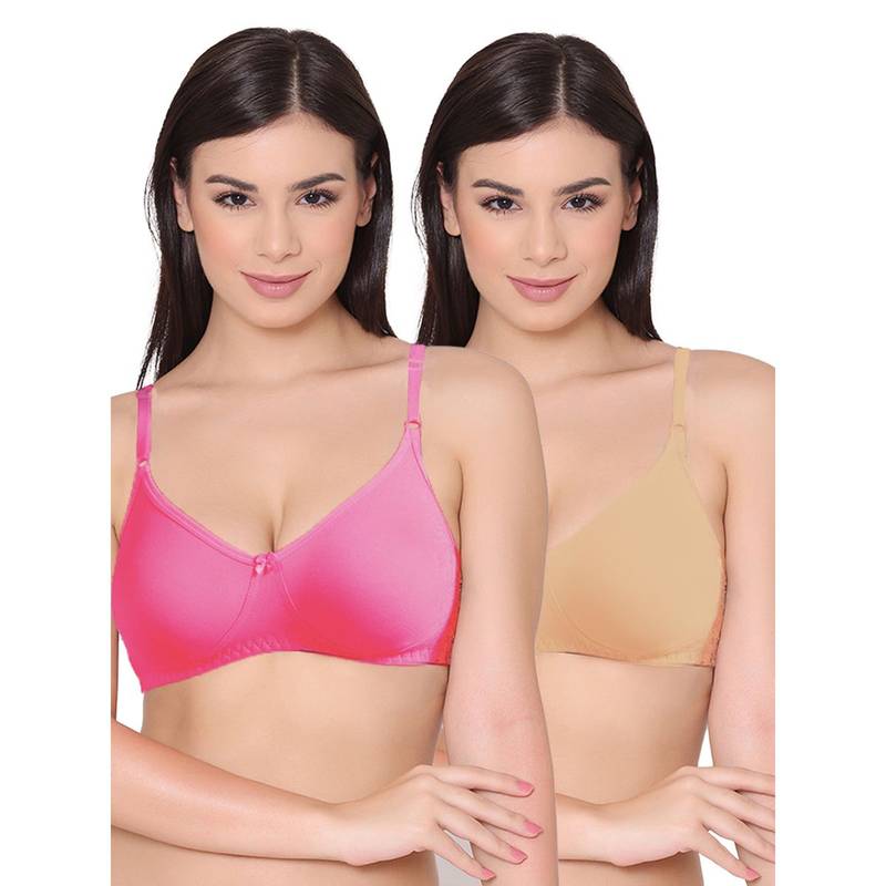 Groversons Paris Beauty Womens Polycotton Non-Padded Non-Wired Regular Bra (Pack of 2) (30B)