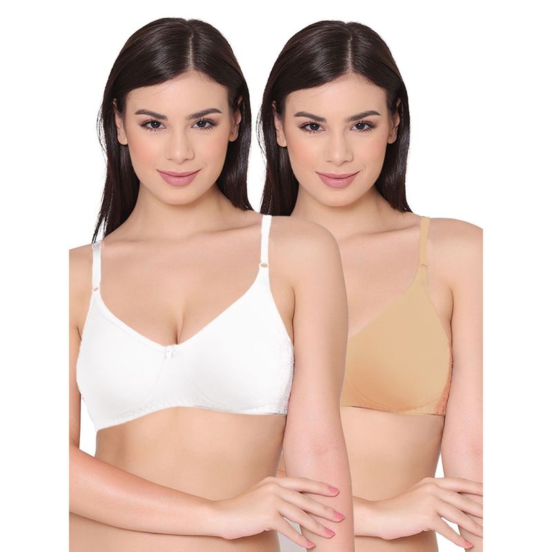 Groversons Paris Beauty Womens Polycotton Non-Padded Non-Wired Regular Bra (Pack of 2) (30B)