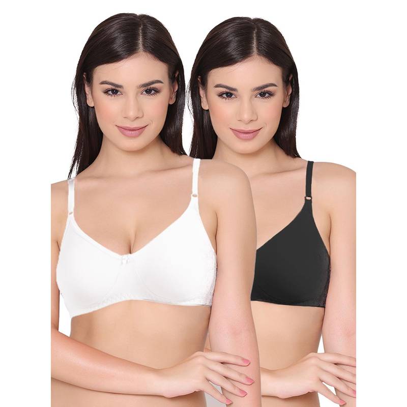 Groversons Paris Beauty Womens Polycotton Non-Padded Non-Wired Regular Bra (Pack of 2) (28B)