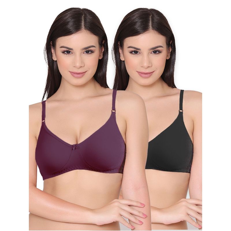 Groversons Paris Beauty Womens Polycotton Non-Padded Non-Wired Regular Bra (Pack of 2) (30B)