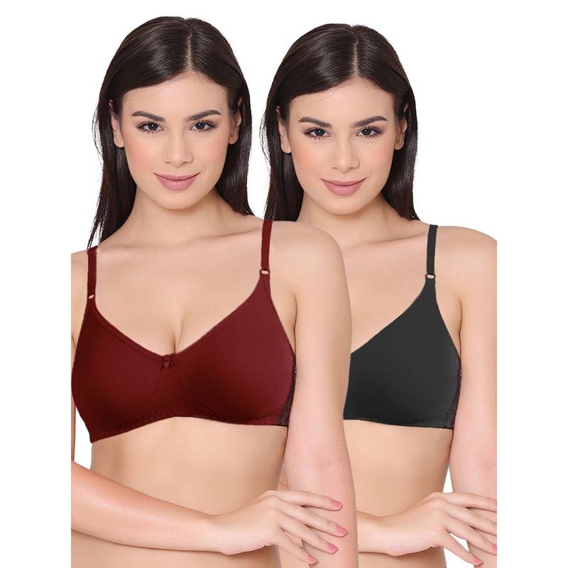 Groversons Paris Beauty Womens Polycotton Non-Padded Non-Wired Regular Bra (Pack of 2) (30B)