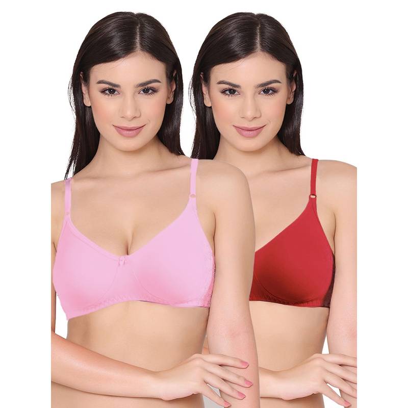 Groversons Paris Beauty Womens Polycotton Non-Padded Non-Wired Regular Bra (Pack of 2) (30B)