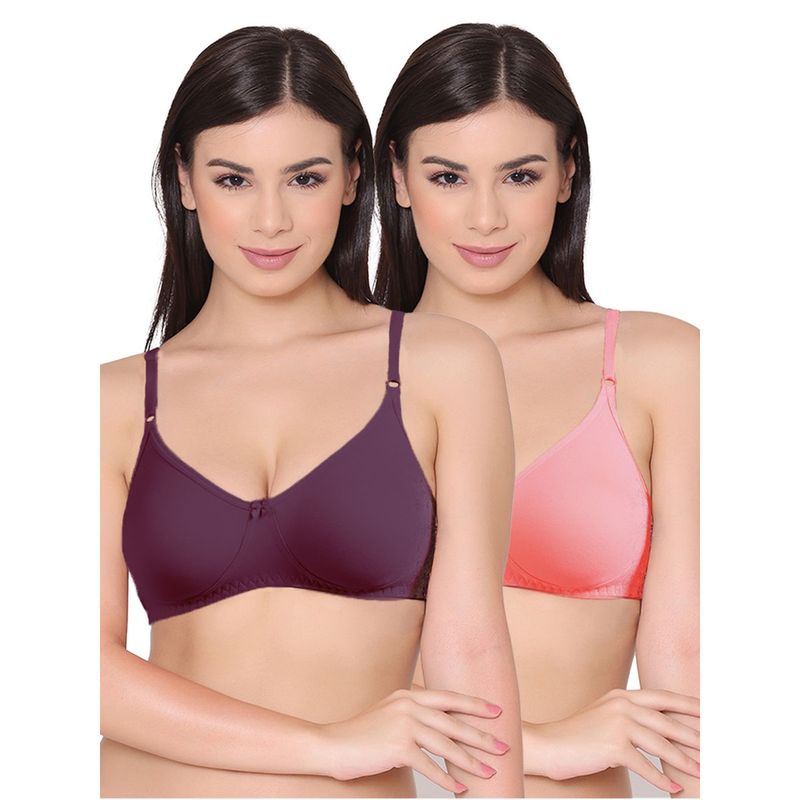 Groversons Paris Beauty Womens Polycotton Non-Padded Non-Wired Regular Bra (Pack of 2) (30B)