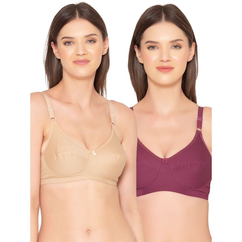 Groversons Paris Beauty Womens Cotton Non-Padded Plus Size Basic Bra (Pack of 2) (32B)