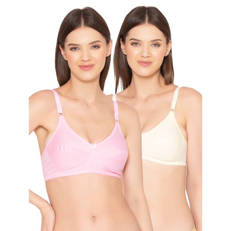 Groversons Paris Beauty Womens Cotton Non-Padded Plus Size Basic Bra (Pack of 2) (32B)
