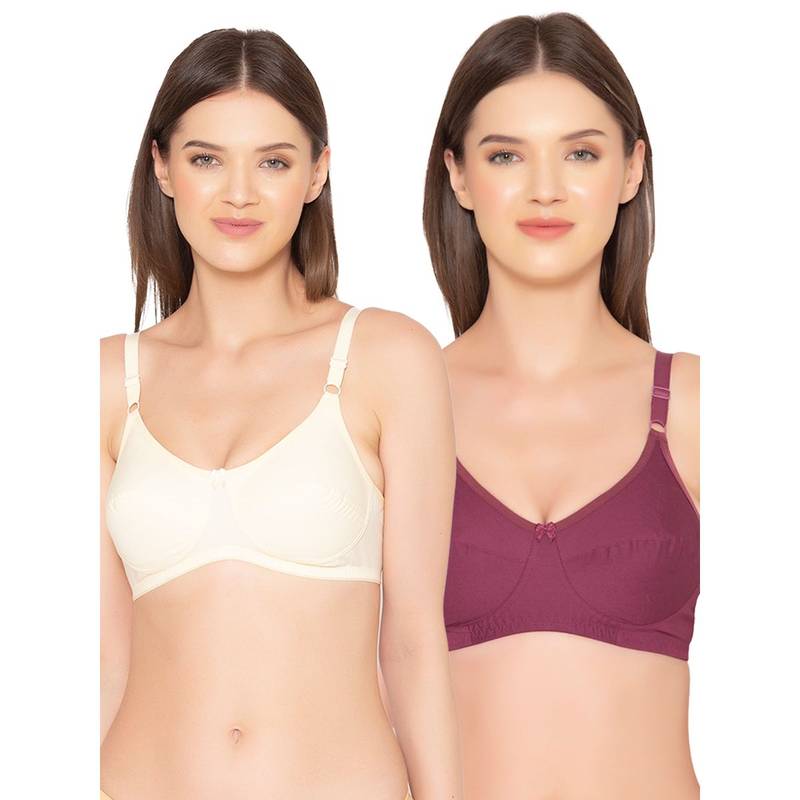 Groversons Paris Beauty Womens Cotton Non-Padded Plus Size Basic Bra (Pack of 2) (34B)