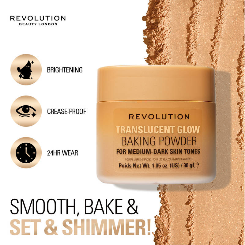 Makeup Revolution Translucent Glow Loose Baking Powder - Medium To Dark
