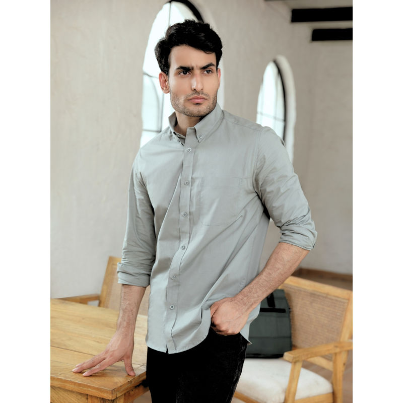 Perch Men Pastel Pista Green Solid Shirt (M)