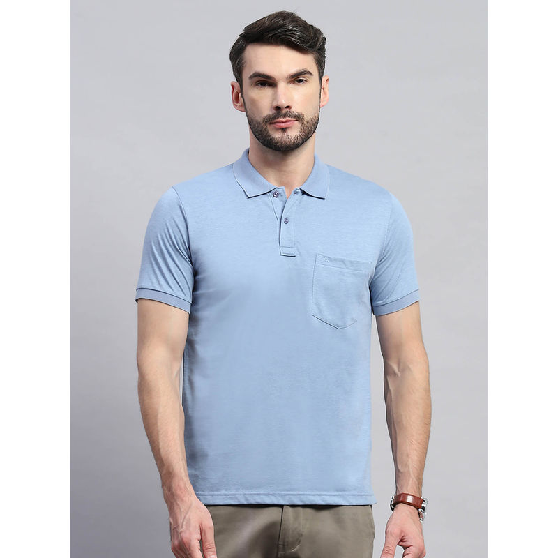 Monte Carlo Men Blue Solid Collared Neck Half Sleeve Polo T-Shirt (3XL)