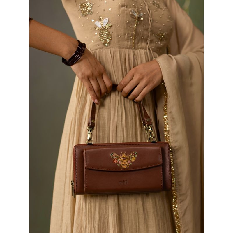 Zari hand embroidered sling bag main image 1