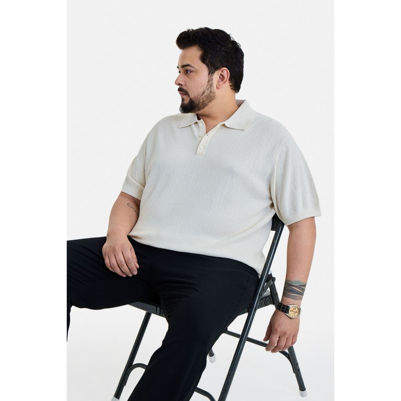 Snitch Men Off White Cotton Half Sleeves Polo T-shirt (3XL)