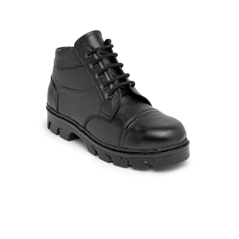 Teakwood Leathers Men Black Texture Geniune Leather Shoe - Euro 41