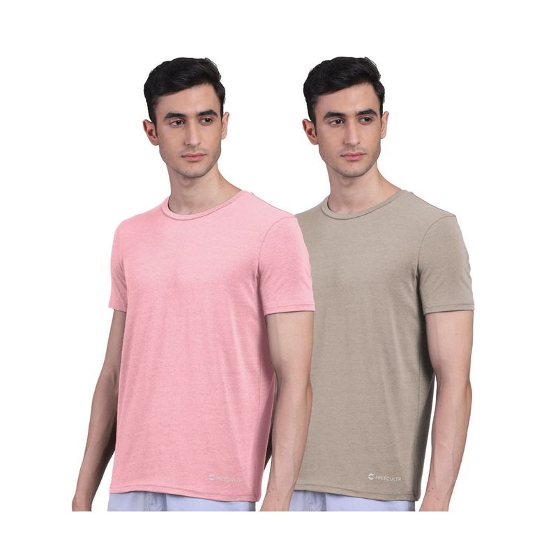 FREECULTR Mens Bamboo Undershirt Anti Microbial Lounge Wear T-Shirt (Pack of 2) (L)