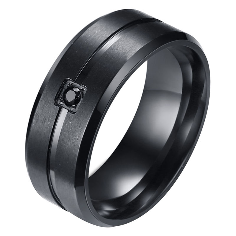 Fashion Mens Plated Stainless Steel Black Obsidian Stone Ring Men Size 7-15  Gift | eBay