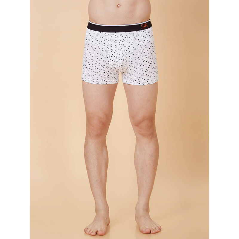 roar for good Men Bamboo Ultra Soft White Printed Trunk (L)