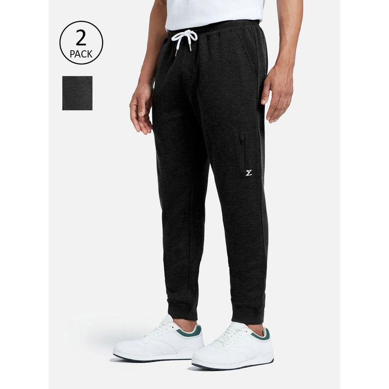 XYXX Mens Cotton Rich Solid Joggers with Zipper Pocket (Pack of 2) (M)