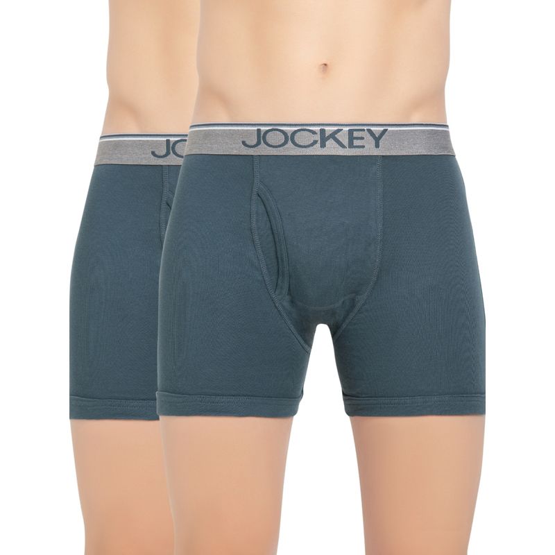 Jockey 8009 Men Cotton Boxer Brief with Ultrasoft Waistband - Grey (Pack of 2) (M)
