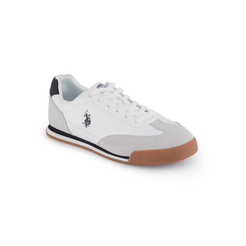 U.S. POLO ASSN. Men TREVIRI White & Navy Blue Sneakers (UK 8)