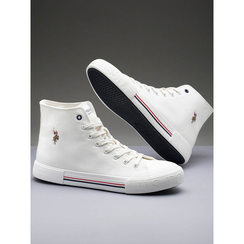 U.S. POLO ASSN. Men VLAIR 2.0 Mid Top White Sneakers (UK 9)