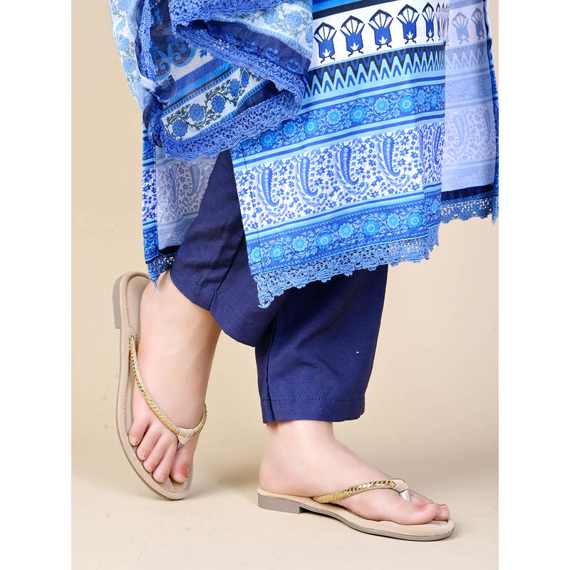 Shoetopia Stylish Embellished Beige Flats for Women (EURO 36)