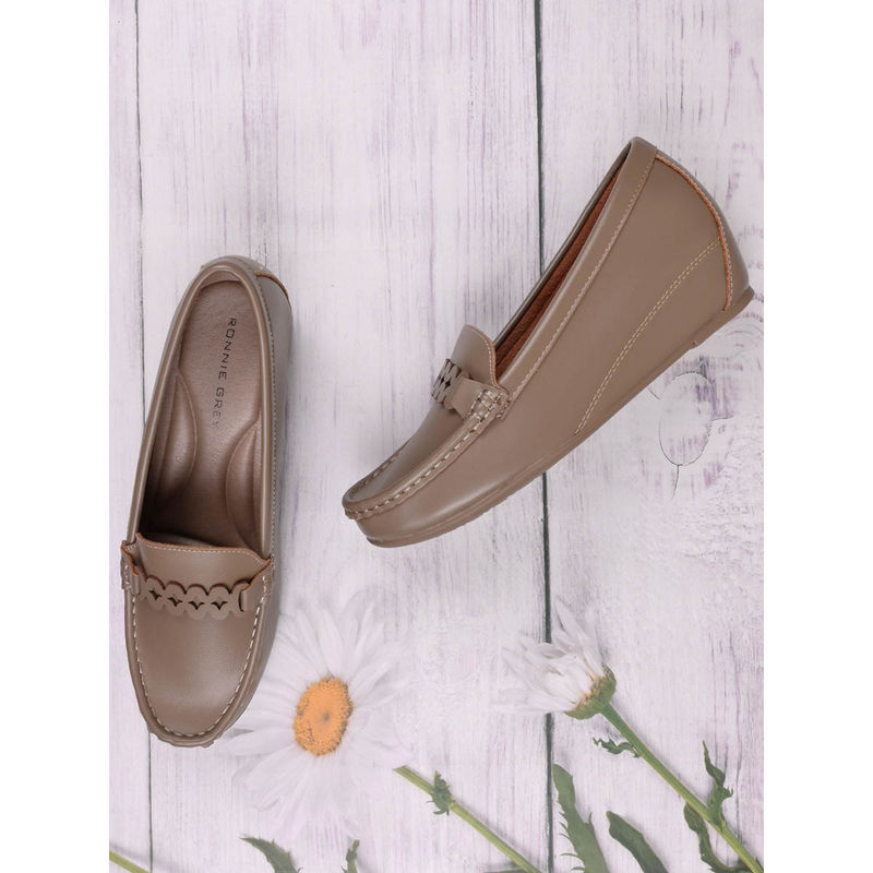 Ronnie Grey Women Brown Solid Wedges Loafers (UK 4)