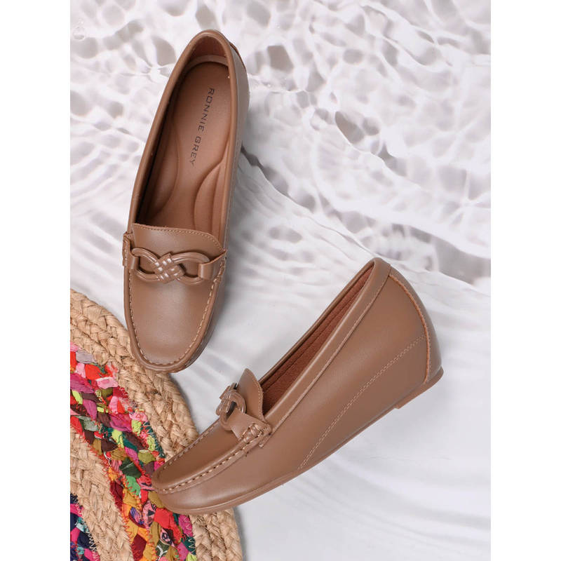 Ronnie Grey Women Brown Solid Wedges Loafers (UK 6)