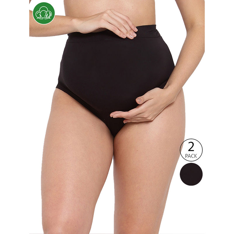 Inner Sense Organic Cotton Antimicrobial Maternity Panty - Black (Pack of  2) (M)