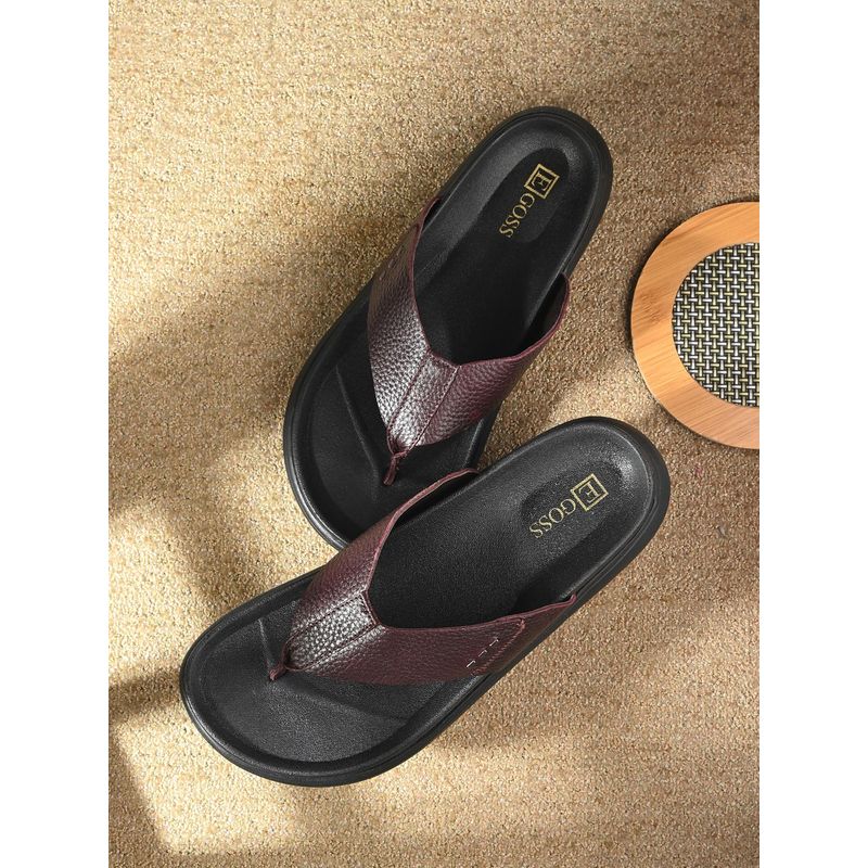 EGOSS ASPEERIO Premium Comfortable Leather Slip On Brown Sandals for Men (UK 9)