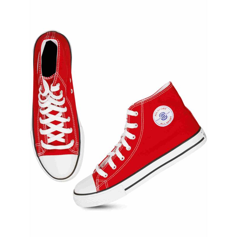 MOZAFIA Casual Comfortable Lifestyle Red Mid Top Ankle Canvas Shoes (EURO 44)