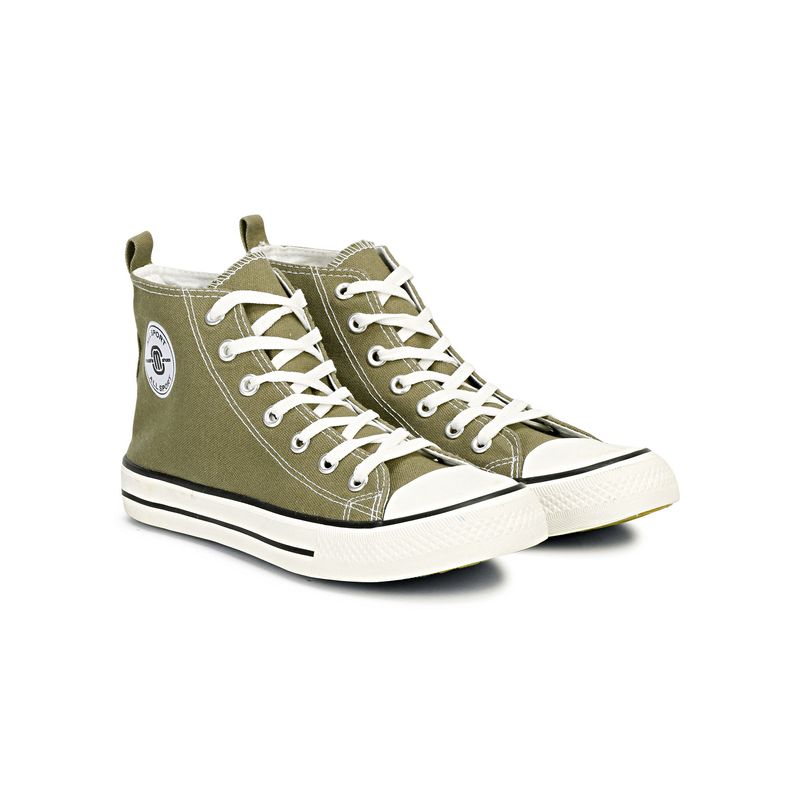 MOZAFIA Casual Comfortable Lifestyle Olive Mid Top Ankle Canvas Shoes (EURO 41)