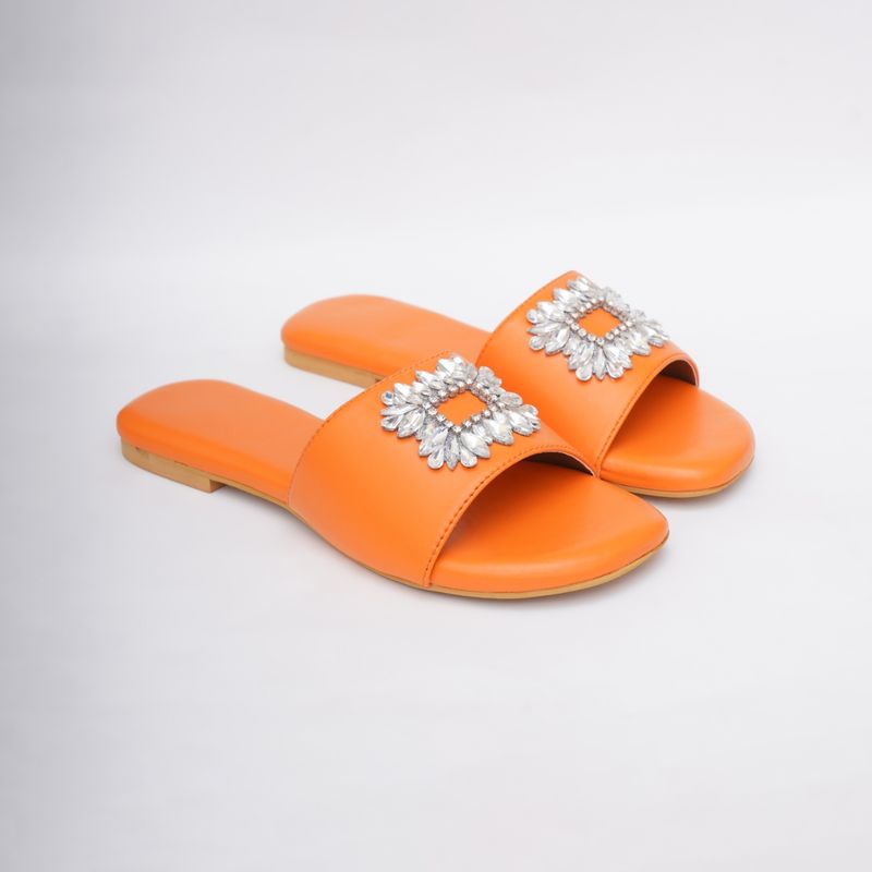 Buy Sole House Orange Embellished Brooch Flats Online
