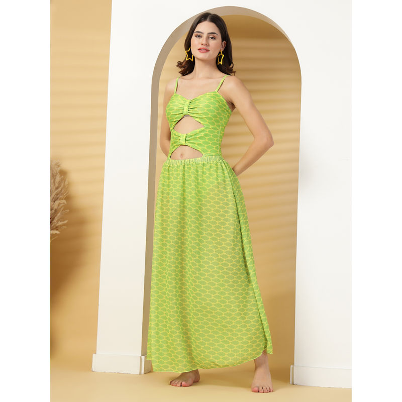 Cukoo Green Padded Tropical Printed One-Piece with Cover-Up (Set of 2) (S)