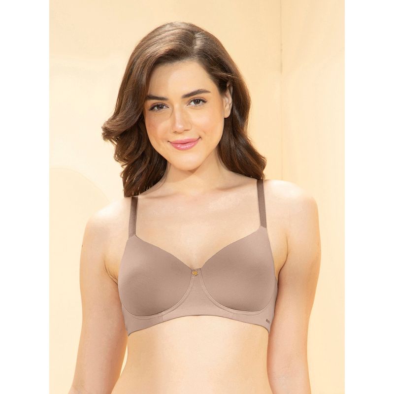 Amante Women Brown Padded Non Wired Perforated Cups Cotton T-Shirt Bra (38D)