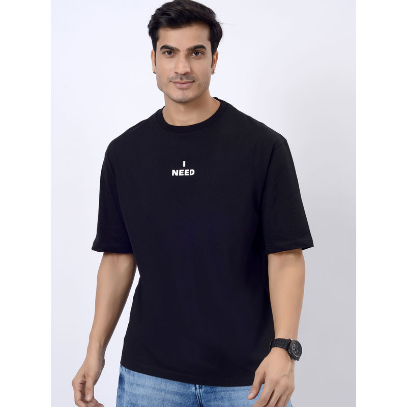 JadeBlue Black Cotton Graphic Printed Slim Fit T-Shirt (40)