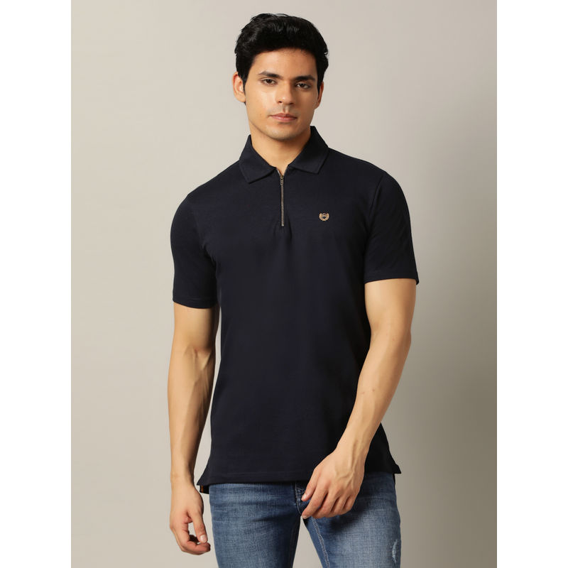 JadeBlue Black Cotton Stretch Slim Fit Polo T-Shirt (39)
