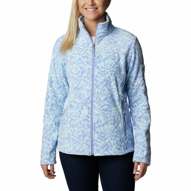 Columbia Womens Blue Fast Trek Printed Fleece Jacket (XS)