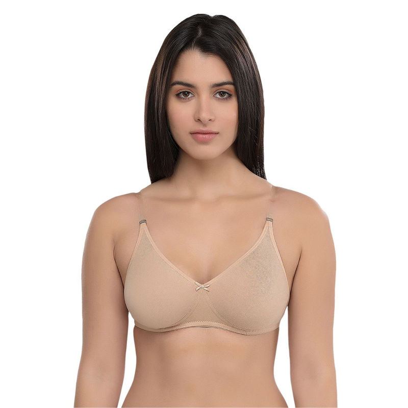 Inner Sense Organic Cotton Antimicrobial Backless Non-Padded Seamless Bras (Pack Of 2)-Nude (34D)