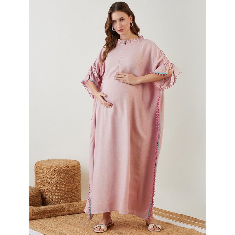The Kaftan Company Pink Serene Linen Maternity Kaftan (S)