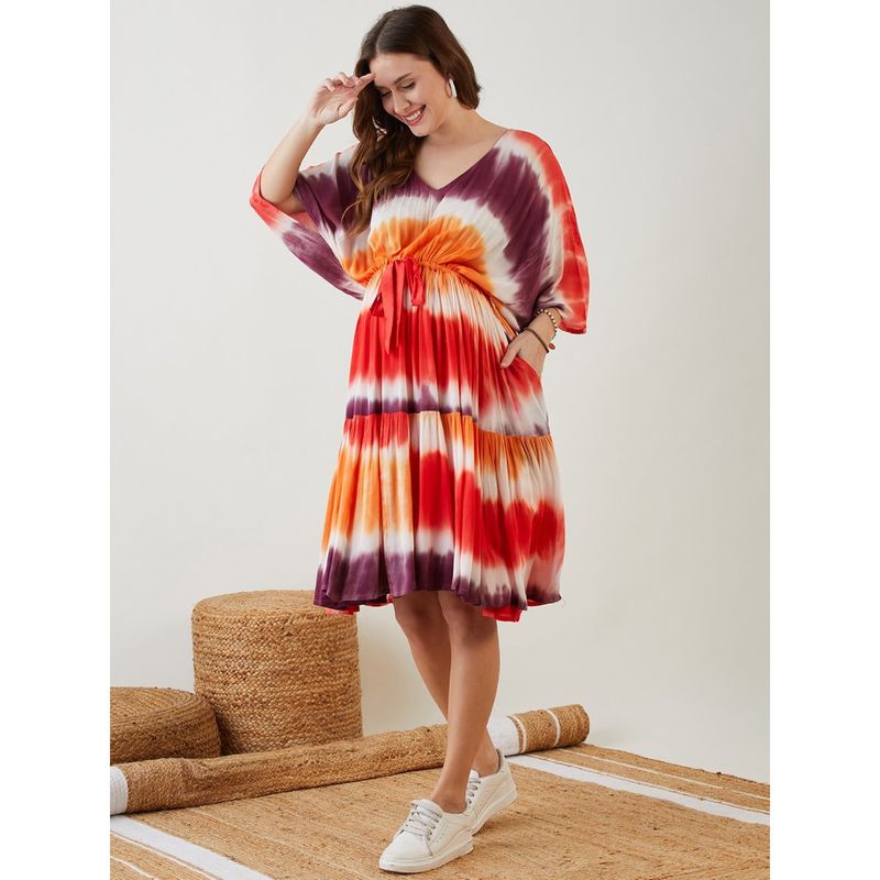 The Kaftan Company Multi Color Tie Dyed Layered Maternity Dress (S)