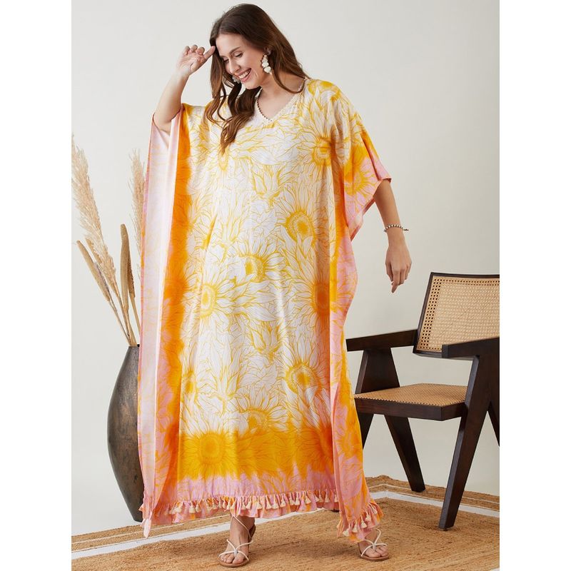 Women's Multi-Color Modal Floral Kaftan - The Kaftan Company