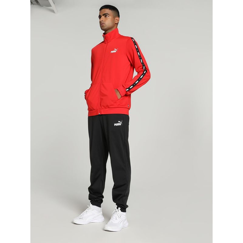 Puma Tape Poly Men Solid Red Tracksuits (Set of 2) (L)