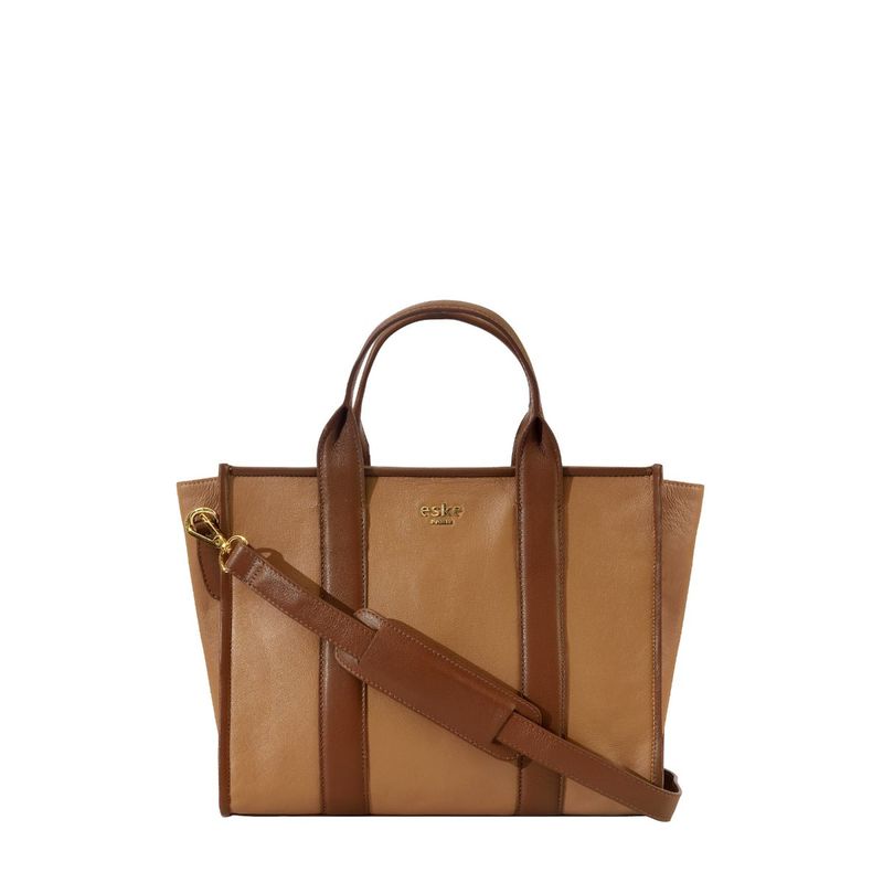 Buy Eske Light Tan Cognac Solid Leather Tote Bag for Women Online