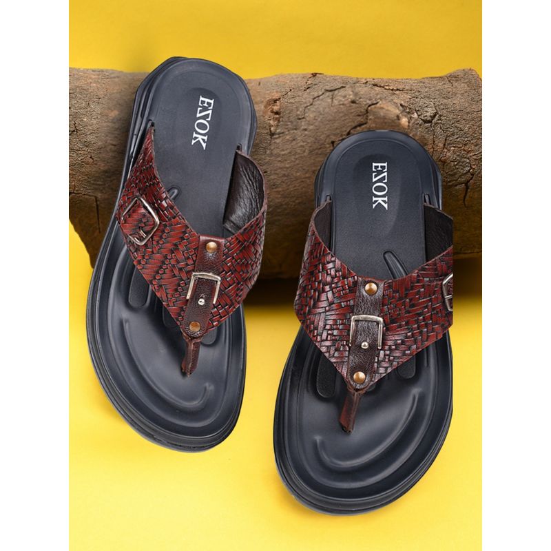 EZOK Mens Brown Genuine Leather Sandals Comfortable (UK 6)