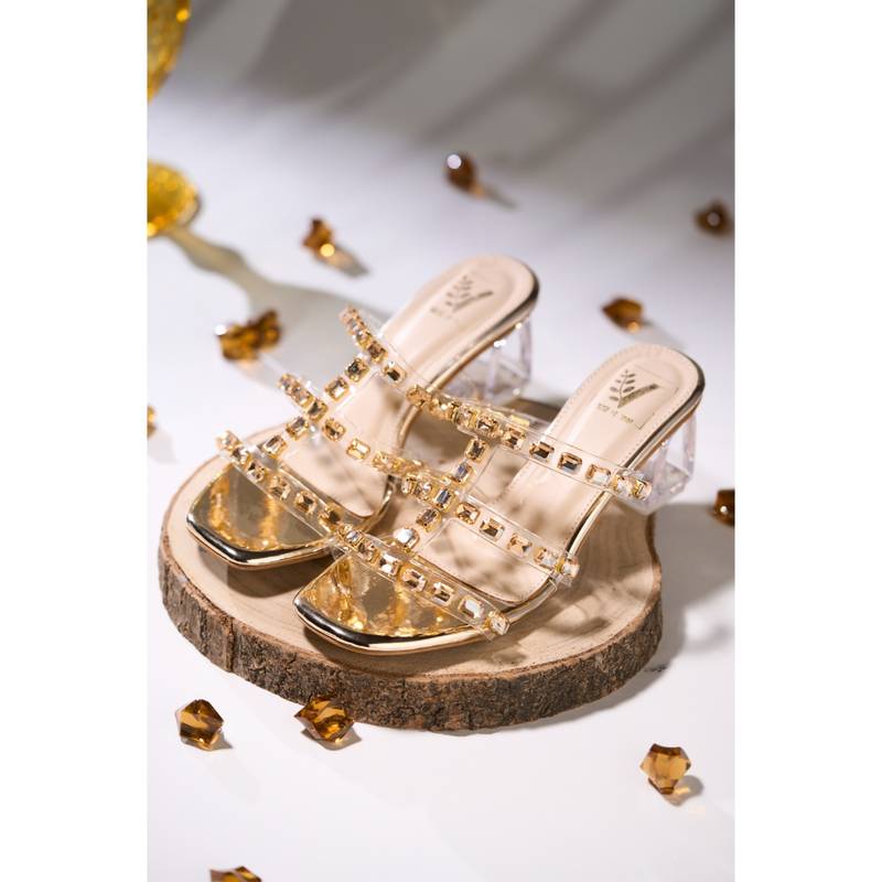 House of Vian Rihanna Gold Sandals Heels (EURO 36)