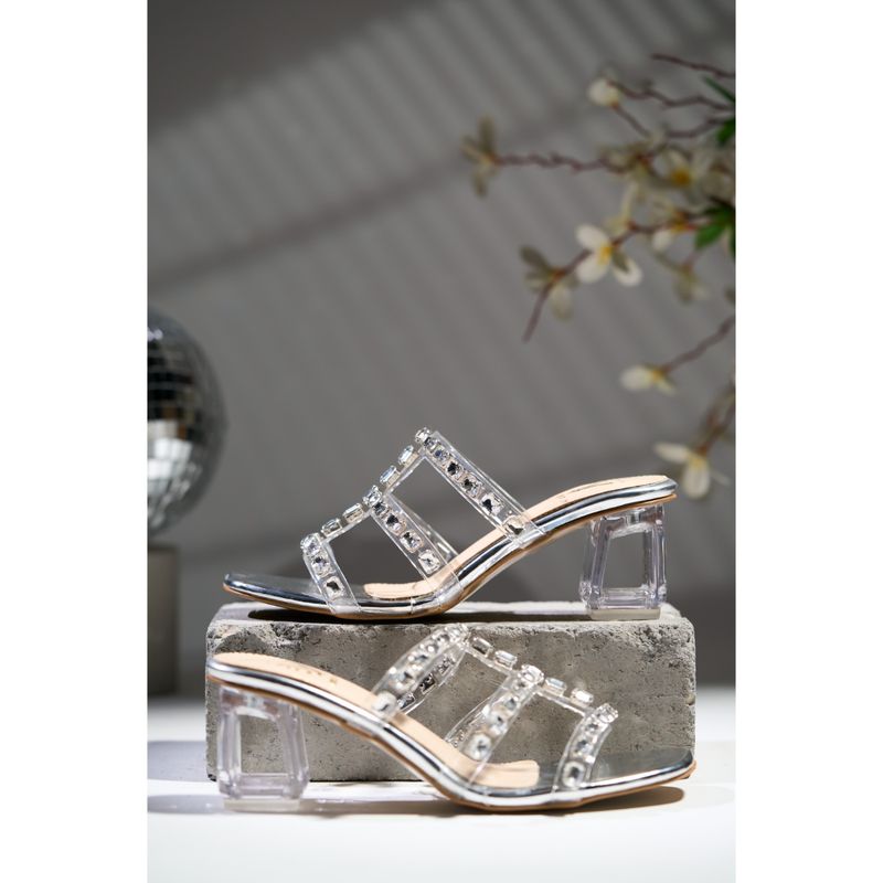 House of Vian Rihanna Silver Sandals Heels (EURO 37)